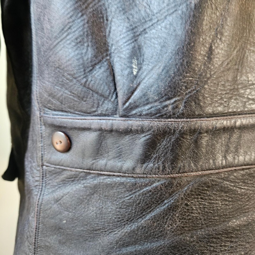 Vintage Penneys‎ Towncraft Leather Car Coat Brown 50s 60s Talon Zip Distressed - Picture 11 of 16